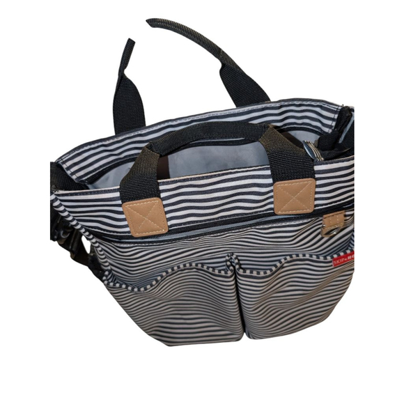 Skip Hop Black and White Striped Diaper Bag One Size - Picture 3 of 8